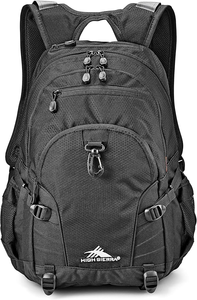 High Sierra Loop Backpack, Travel, or Work Bookbag with tablet sleeve, One Size, Black