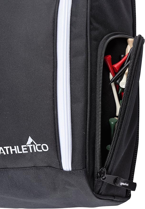 Athletico Golf Shoe Bag - Zippered Shoe Carrier Bags With Ventilation & Outside Pocket for Socks, Tees, etc. Perfect Storage (Black)
