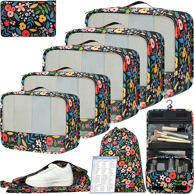BAGAIL 9 Set Packing Cubes Luggage Packing Organizers for Travel Accessories