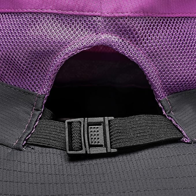 Womens Summer Sun Hat Beach Hat Wide Brim Outdoor UV Protection Hat Foldable Cool Mesh Ponytail Bucket Hat