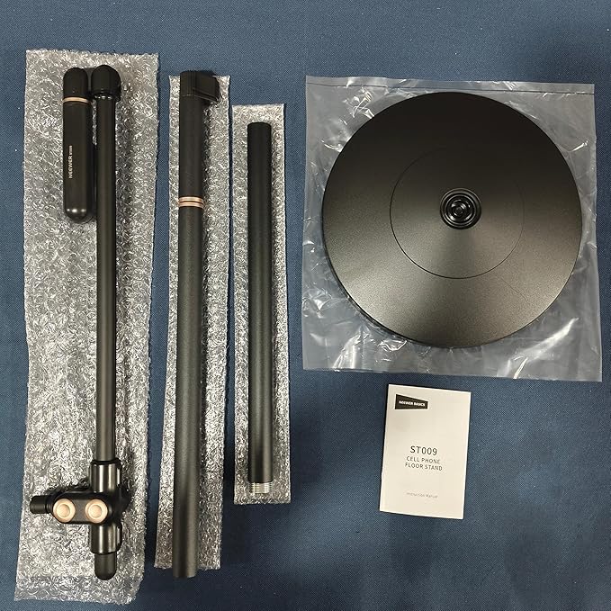 NEEWER BASICS Phone Floor Stand with Horizontal Extension Arm, Adjustable Bed Phone Holder Clamp Mount Compatible with iPhone 16 15 Pro Max Plus Samsung for Video Recording, Weighted Metal Base, ST009