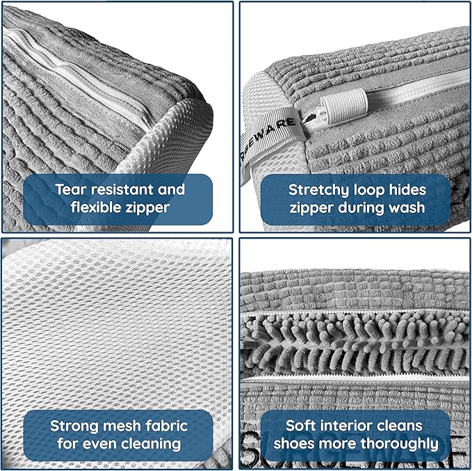 Washing Machine Shoe Bags 2 PCS - Keep Your Shoes Clean & Protected - Durable Fiber Material - Reusable, Lightweight, and Convenient for Easy Laundry Washing & Drying