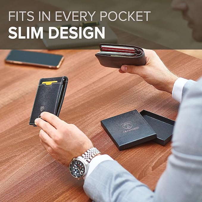TRAVANDO Money Clip Wallet RIO - Mens Wallets slim Front Pocket RFID Blocking Card Holder Minimalist Mini Bifold Gift Box