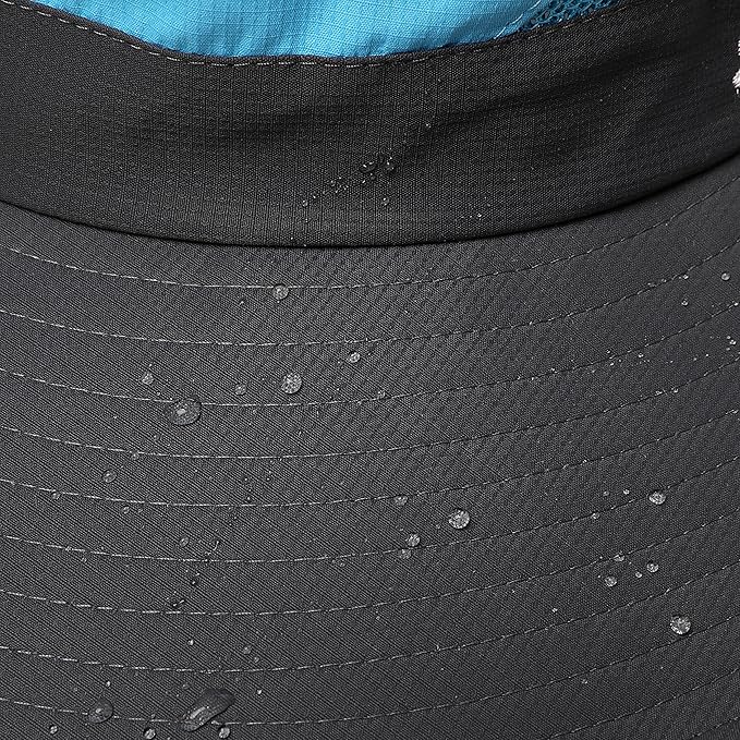 Womens Summer Sun Hat Beach Hat Wide Brim Outdoor UV Protection Hat Foldable Cool Mesh Ponytail Bucket Hat