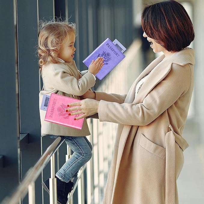 Herain Passport Holder for Travel Cruise Essentials 2 Pcs, Passport Cover Wallet Case Women Men Family, Passports Book Holders Travel Gifts Accessories Vacation Must Haves
