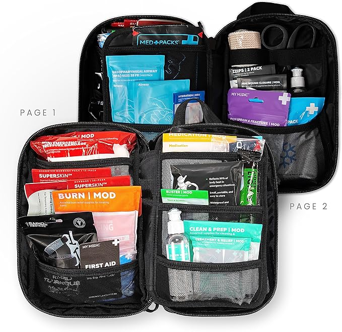 MY MEDIC MyFAK PRO Ifak First Aid Kit - 140 Life Saving Trauma and Medical Items - HSA FSA Survival Kit for Camping or Your Car - Black