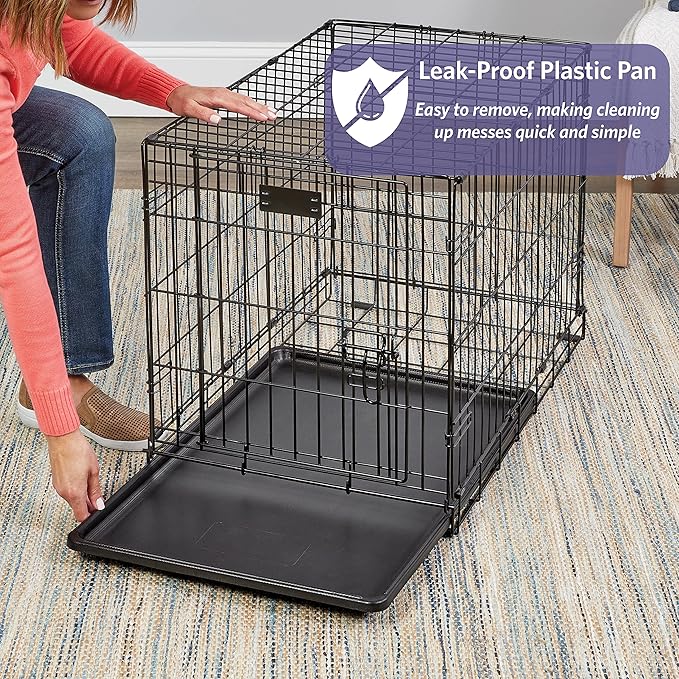 MidWest Homes for Pets 36-Inch iCrate Folding Dog Crate with Divider Panel, Leak-Proof Tray & Secure Latches – Metal Wire Kennel for Medium Large Breeds – Portable, Durable & Easy to Assemble