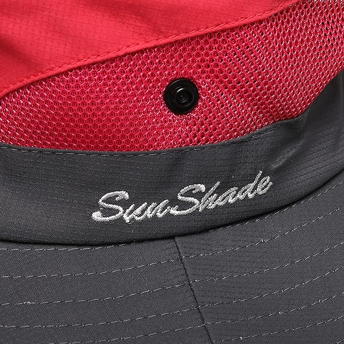 Womens Summer Sun Hat Beach Hat Wide Brim Outdoor UV Protection Hat Foldable Cool Mesh Ponytail Bucket Hat