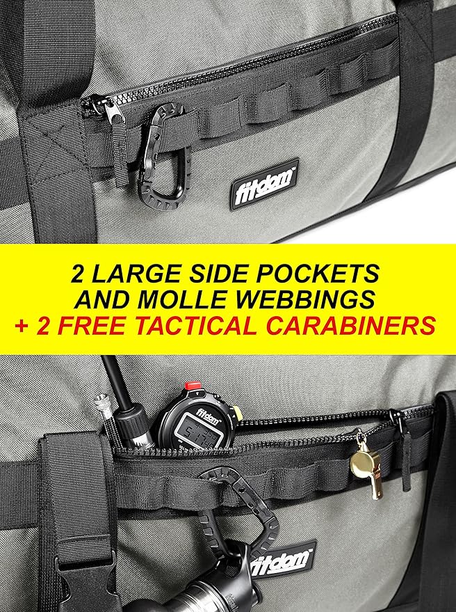 Fitdom 132L 36" Heavy Duty Extra Large Sports Gym Equipment Travel Duffel Bag W/Adjustable Shoulder & Compression Straps. Perfect for Soccer Baseball Basketball Hockey Football Team Coaches & More