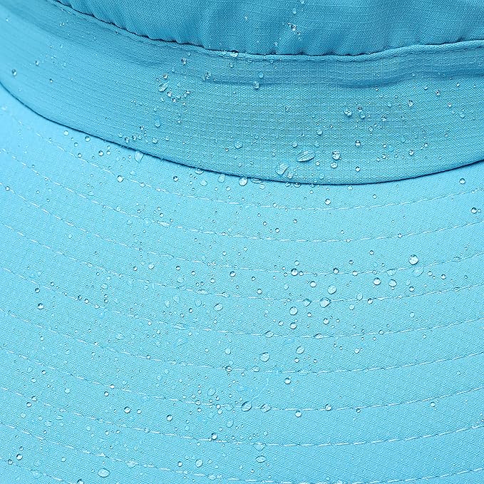 Womens Summer Sun Hat Beach Hat Wide Brim Outdoor UV Protection Hat Foldable Cool Mesh Ponytail Bucket Hat