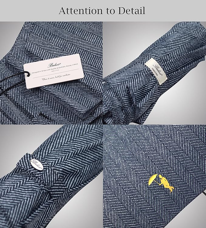 Balios Prestige Travel Folding Umbrella, Handmade Wood Handle, Auto Open & Close