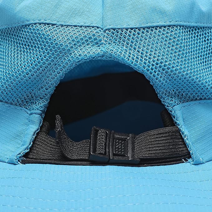 Womens Summer Sun Hat Beach Hat Wide Brim Outdoor UV Protection Hat Foldable Cool Mesh Ponytail Bucket Hat