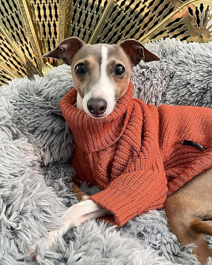 Fitwarm Thermal Knitted Dog Sweater Doggy Winter Coat Pet Clothes Doggie Turtleneck Jacket Puppy Outfits Cat Sweatsuit Red Large