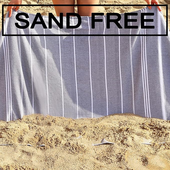 2 Pack Oversized 39 x 72 Turkish Beach Towels, Super Absorbent & Quick Dry, Sand Free, Lightweight Pool Towels for Adults Travel, Super Soft with Aloe Vera Extract