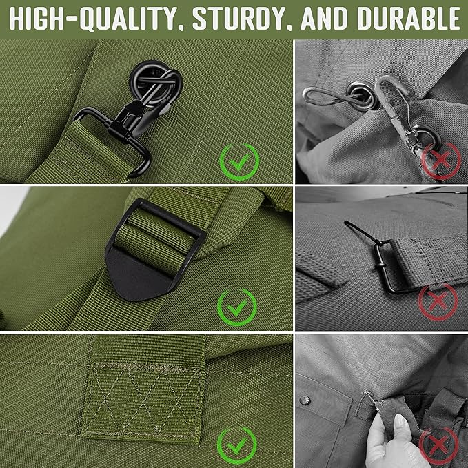 MOZETO 110L Extra Large Sea Bag, Military Duffle Bag with Backpack Straps Heavy Duty Army Duffle Bag for Camp, College Dorm or Laundry Bag