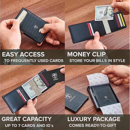 TRAVANDO Money Clip Wallet RIO - Mens Wallets slim Front Pocket RFID Blocking Card Holder Minimalist Mini Bifold Gift Box