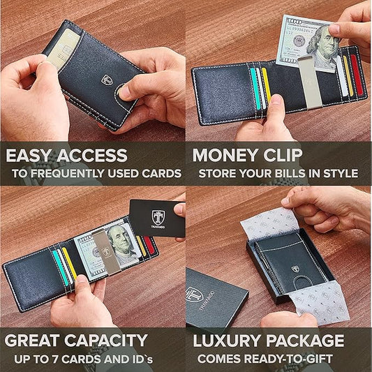 TRAVANDO Money Clip Wallet RIO - Mens Wallets slim Front Pocket RFID Blocking Card Holder Minimalist Mini Bifold Gift Box