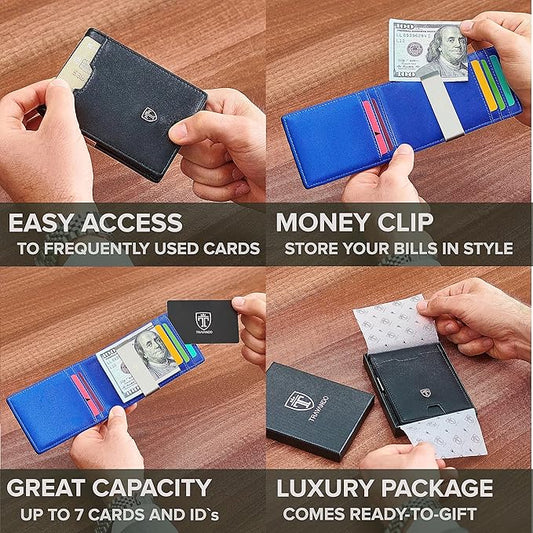 TRAVANDO Money Clip Wallet RIO - Mens Wallets slim Front Pocket RFID Blocking Card Holder Minimalist Mini Bifold Gift Box